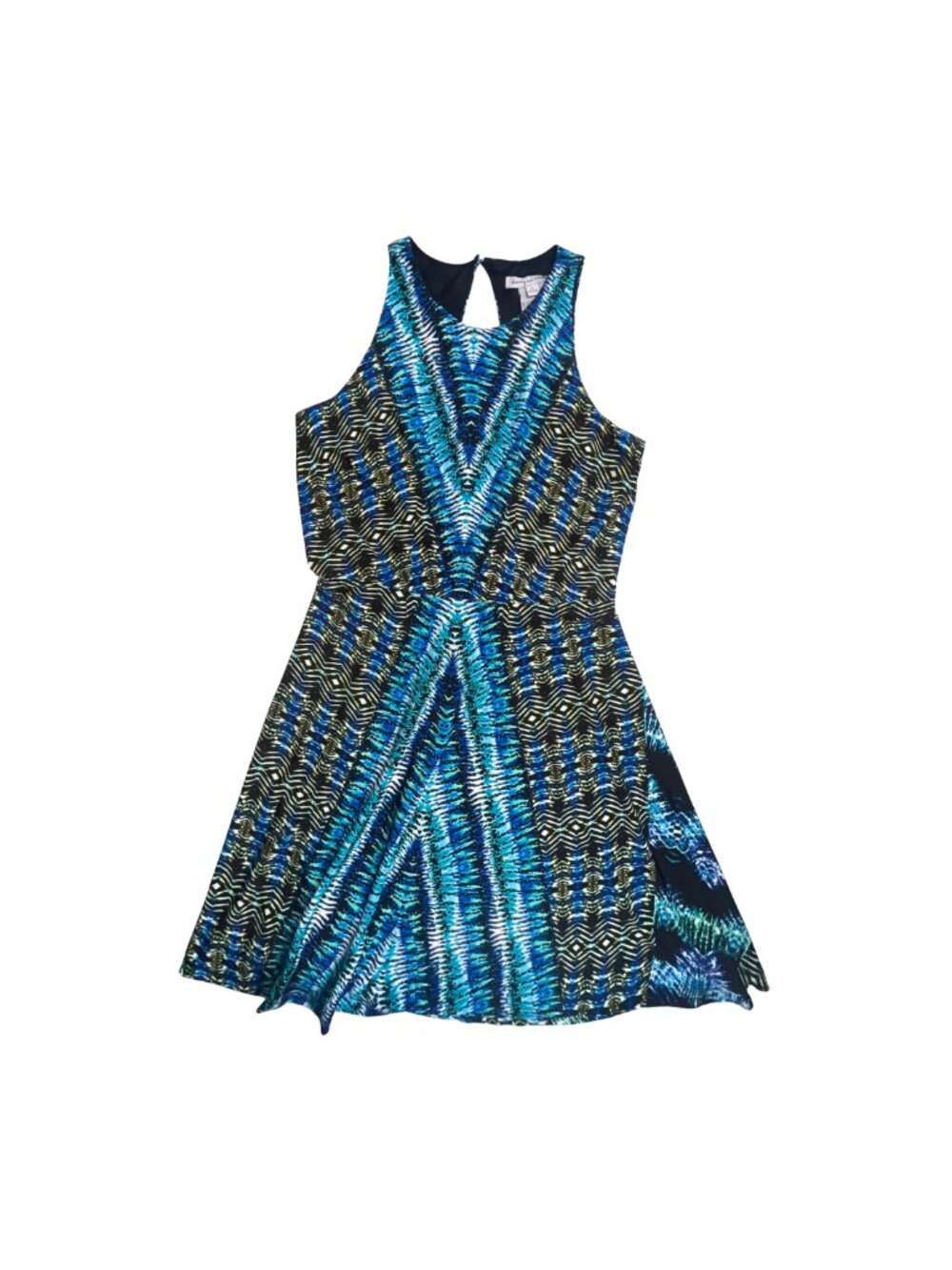 Danny & Nicole Blue Print Fit Flare Dress L